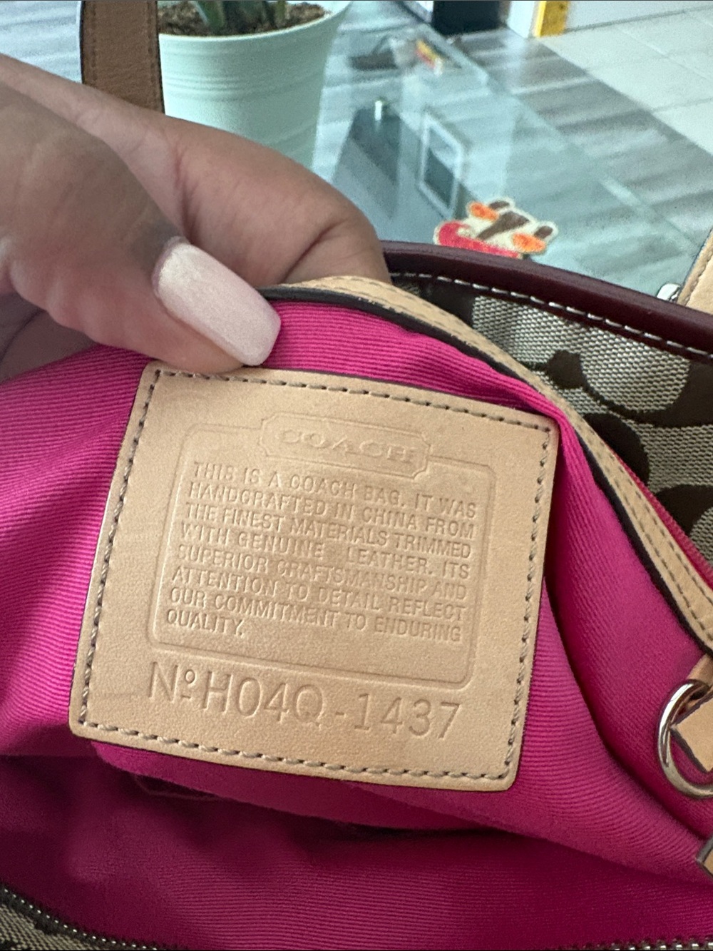 Coach Patchwork Pink Tote Bag with Burgundy Trim - Picture 7 of 11